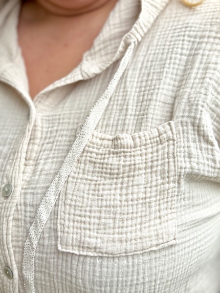 Chemise veste gaze de coton beige