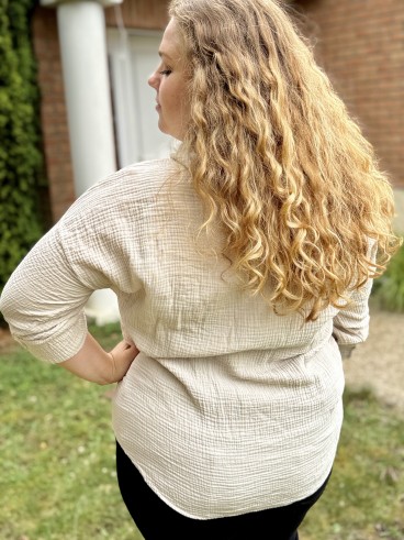 Chemise veste gaze de coton beige