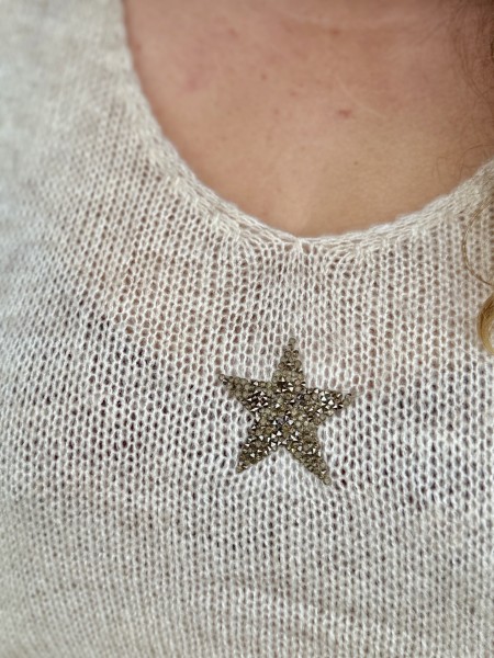 Pull étoile dorée Betty beige