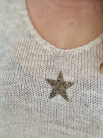 Pull étoile dorée Betty beige