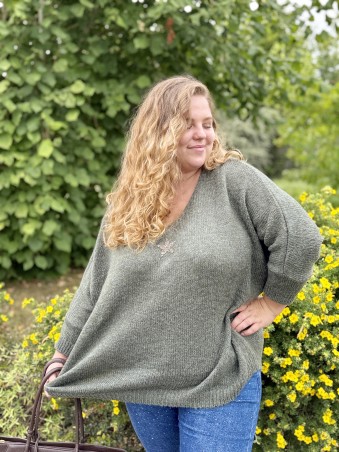 Pull étoile dorée Betty kaki