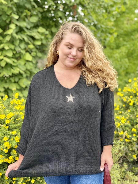 Pull étoile dorée Betty noir