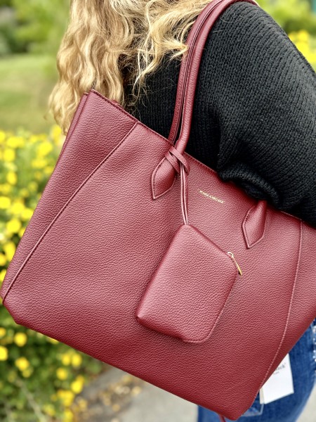 Sac vinyl avec pochette Hope bordeaux