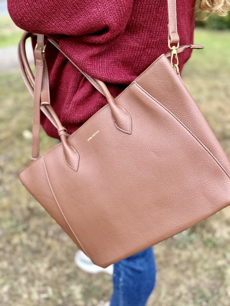 Sac vinyl avec pochette Hope taupe