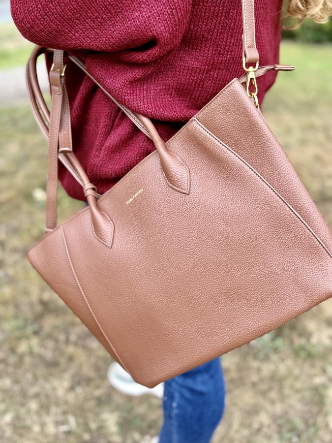 Sac vinyl avec pochette Hope taupe