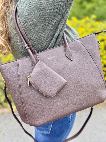 Sac vinyl avec pochette Hope marron