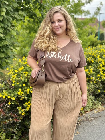 Pantalon fluide plissé palazzo Lexie camel