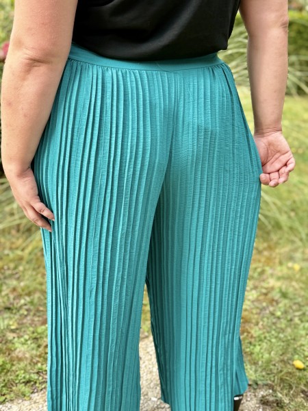 Pantalon fluide plissé palazzo Lexie bleu