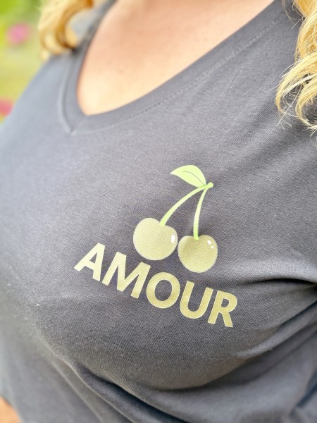 Tee shirt noir amour cerise Dayna