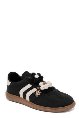 Baskets fleurs tricot noir Cassie