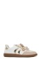 Baskets fleurs tricot beige
