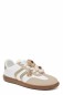 Baskets fleurs tricot beige