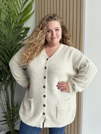Gilet cardigan mi long Alicia ecru