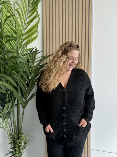 Gilet Cardigan Mi Long Alicia noir