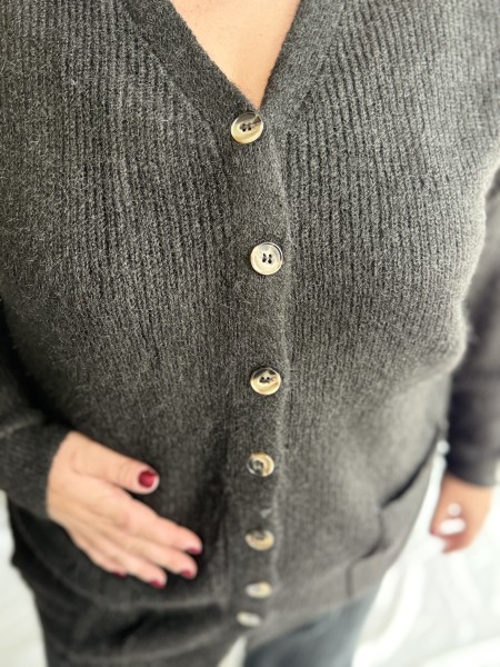 Gilet Cardigan Mi Long Alicia noir