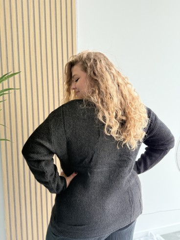 Gilet Cardigan Mi Long Alicia noir