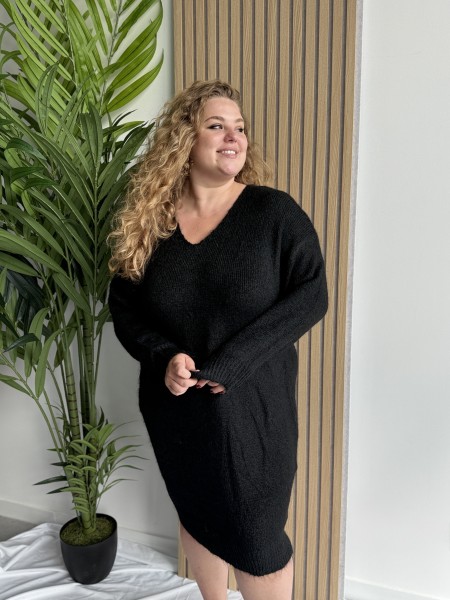 Robe pull long uni Lucia noir