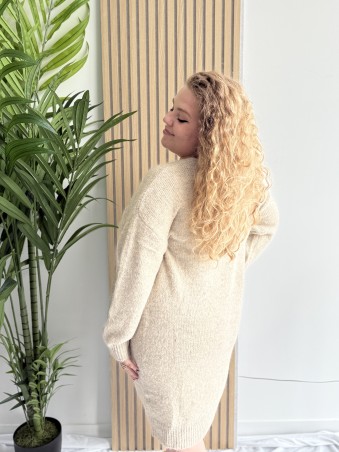 Robe pull long uni Lucia beige