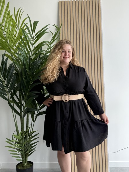 Robe chemise boutonnée unie fluide Juana noir