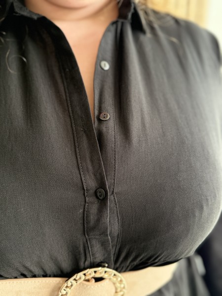 Robe chemise boutonnée unie fluide Juana noir