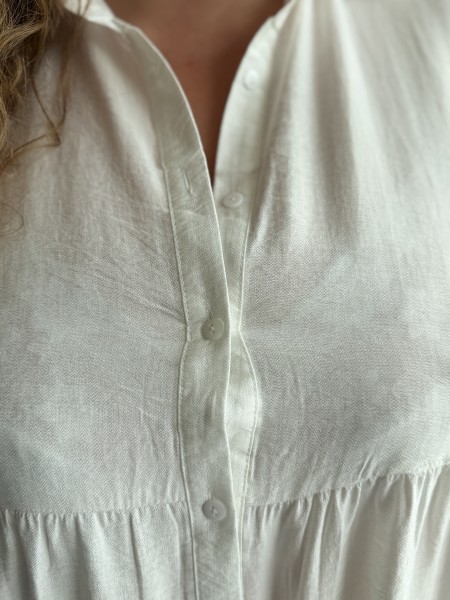 Robe chemise boutonnée unie fluide Juana blanc