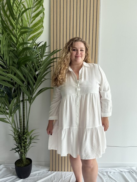 Robe chemise boutonnée unie fluide Juana blanc