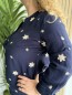 Blouse boutonné fluide broderie fleurs Paloma bleu