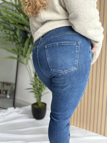 Jeans Bleu Mom Fit strass