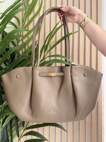Sac à main en vinyle & sa pochette couleur kaki Isis
