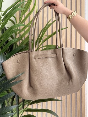 Sac à main en vinyle & sa pochette couleur kaki Isis