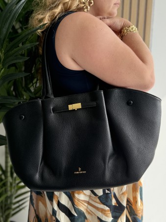 Sac à main en vinyle & sa pochette couleur noir Isis