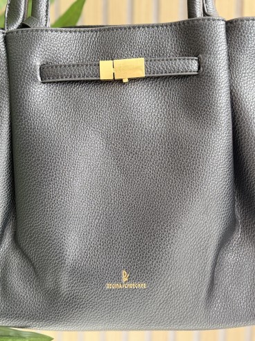 Sac à main en vinyle & sa pochette couleur noir Isis