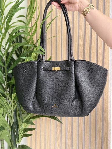 Sac à main en vinyle & sa pochette couleur noir Isis
