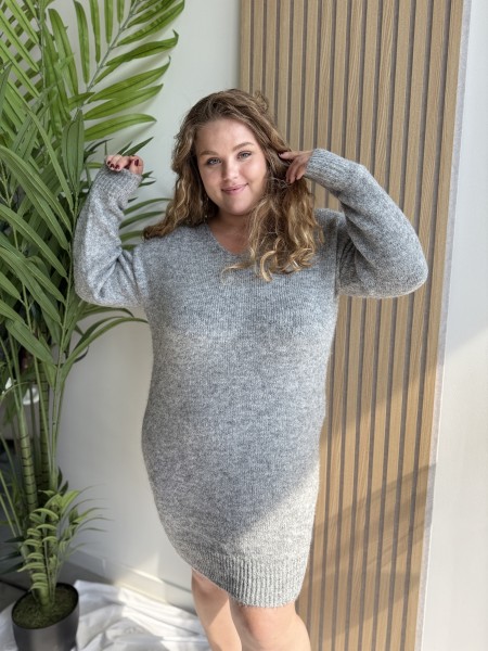 Robe pull long uni Lucia gris