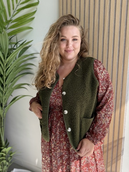 Gilet Bouclette Sans Manches kaki Suzie