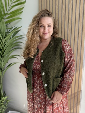 Gilet Bouclette Sans Manches kaki Suzie