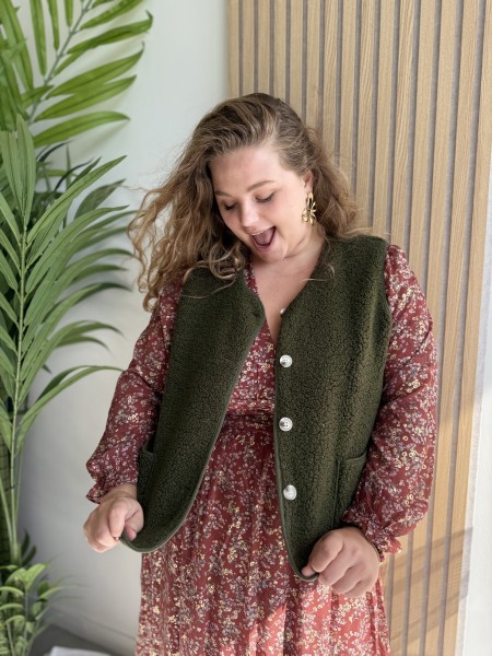 Gilet Bouclette Sans Manches kaki Suzie