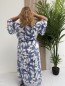 Robe longue "Angèle" imprimé feuillages blancs et fond bleu Robe longue "Angèle" imprimé feuillages blancs et fond bleu