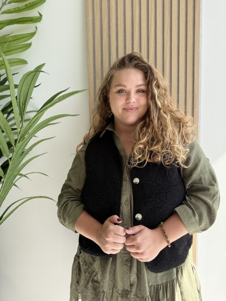 Gilet bouclette sans manches brique noir Suzie