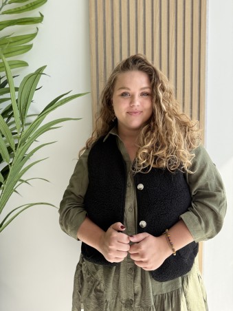 Gilet bouclette sans manches brique noir Suzie