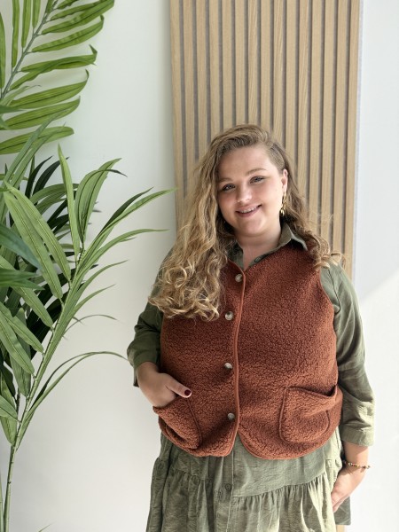 Gilet bouclette sans manches brique Suzie