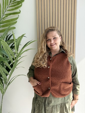 Gilet bouclette sans manches brique Suzie