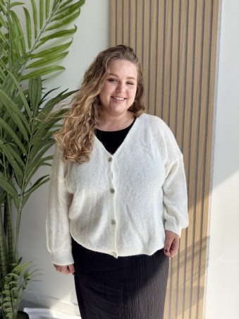 Gilet tout doux baby alpaga Suri ivoire