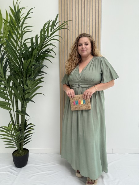 Robe longue et fluide "Manon" unie kaki
