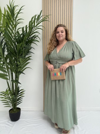 Robe longue et fluide "Manon" unie kaki
