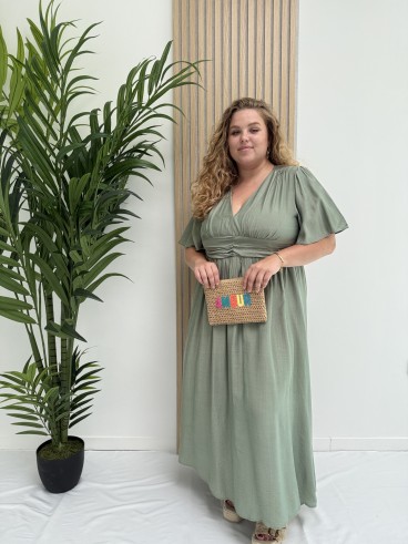 Robe longue et fluide "Manon" unie kaki