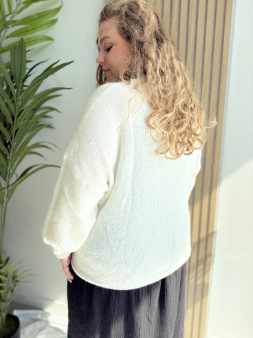 Gilet tout doux baby alpaga Suri ivoire