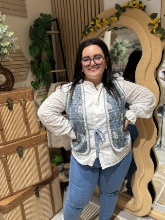 Gilet Boleros bleuté dentelle Nélia