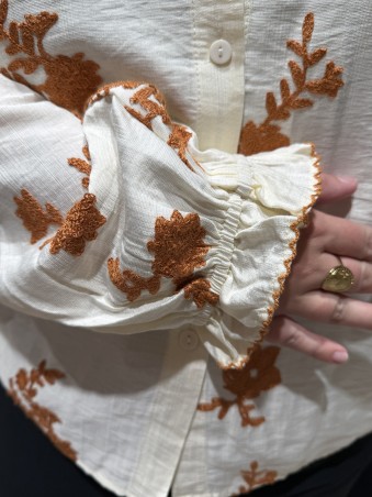 Chemise Fluide Broderie Fleurs Carla