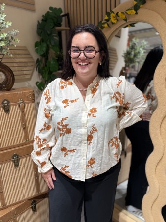 Chemise Fluide Broderie Fleurs Carla